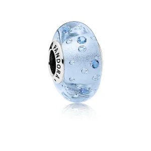 (resim) PANDORA Buzlu Damlalar Murano Cam Charm, Mavi CZ - 796365CZB