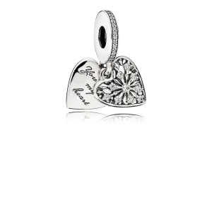 (resim) PANDORA Kışın Kalbi Sarkıt Charm, Berrak CZ - 796372CZ