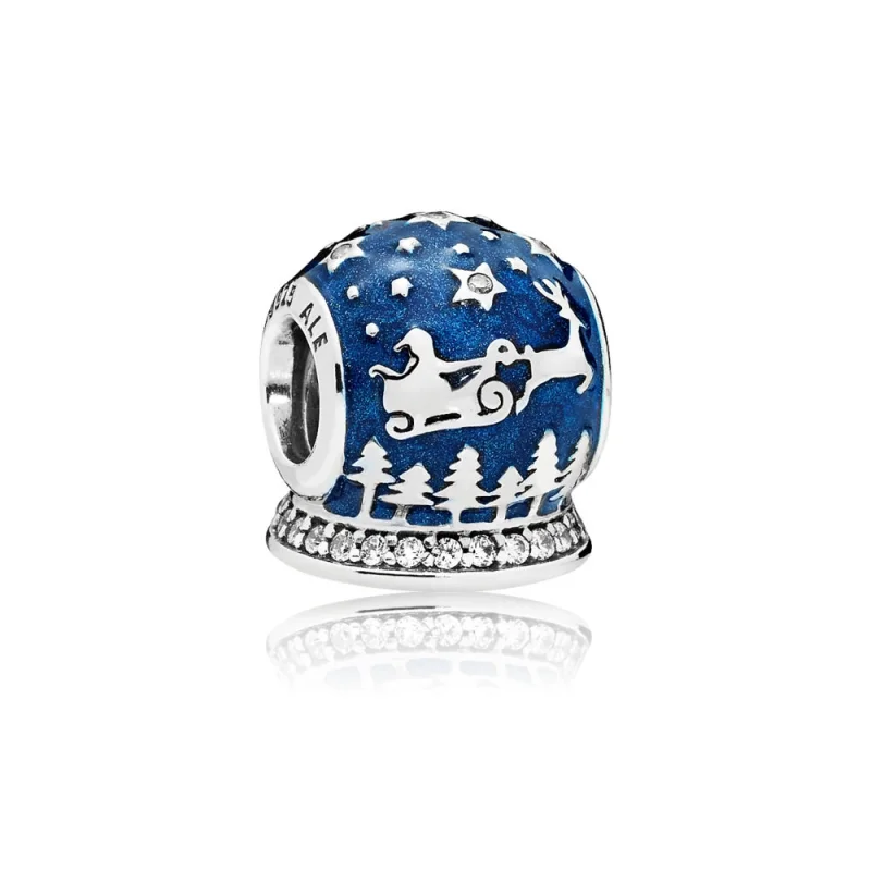 (resim) PANDORA Noel Gece Charm, Gece Yarısı Mavisi Emaye ve Şeffaf CZ - 796386EN63
