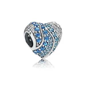 (resim) PANDORA Aqua Kalp Charm, Aqua Londra Mavi Kristalleri Şeffaf CZ - 797015NABMX