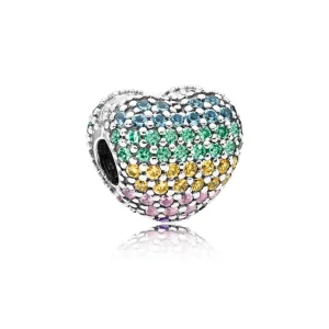 (resim) Pave Open Kalbim Klips, PANDORA Multicolor CZ - 797221NRPMX