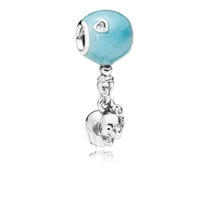 (resim) PANDORA Fil ve Mavi Balon Püskül Charm, Mavi Emaye ve Saydam CZ - 797239EN169