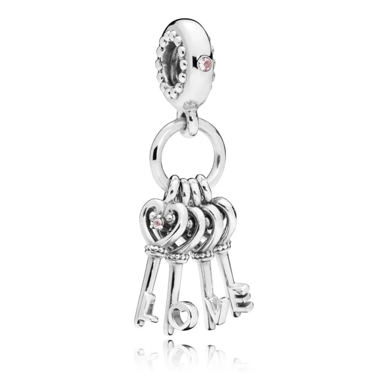 (resim) PANDORA Aşkın Anahtarları Sarkıt Charm, Kırmızı CZ ve Çok Renkli Kristaller - 797654NPMMX