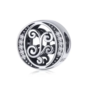Pandora Tarzı Parlak Pavé Çiçek O Harfi Charm - BSC030-O (resim) Pandora Tarzı Parlak Pavé Çiçek O Harfi Charm - BSC030-O