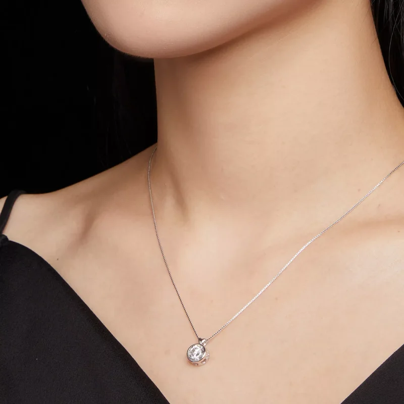 (resim) 1 Karat Moissanite ile Pandora Stil Kolye - MSN013 - Görüntüle 6