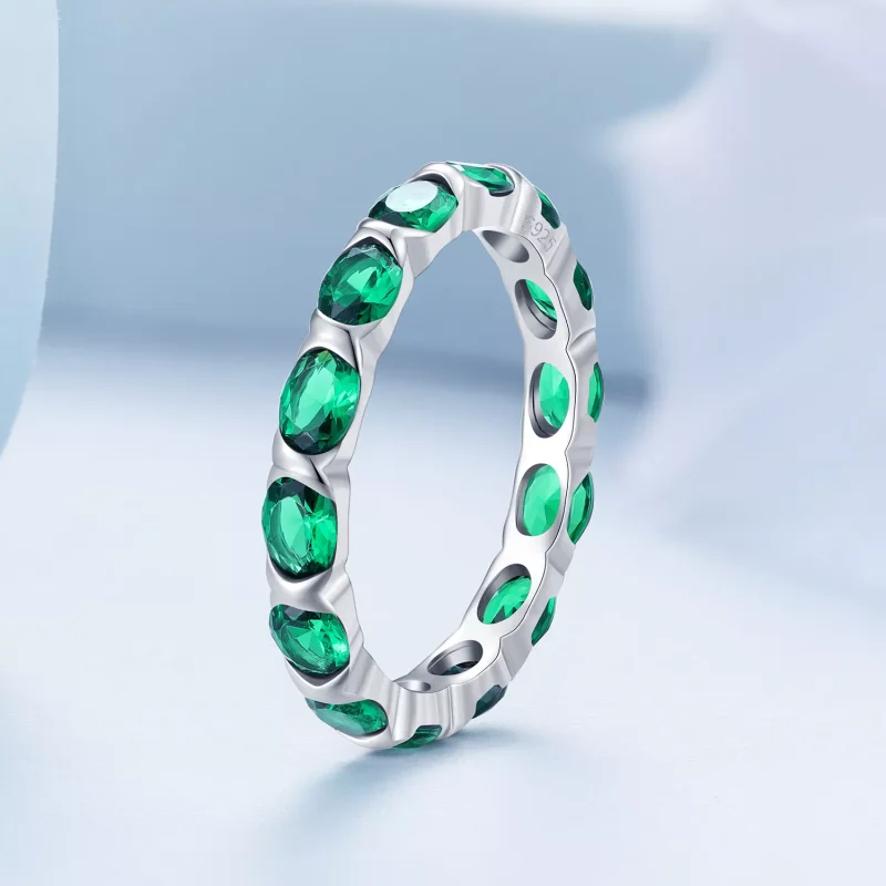 (resim) Pandora Stil Tam Pave Yeşil Spinel Yüzük - BSR432 - Görüntüle 2