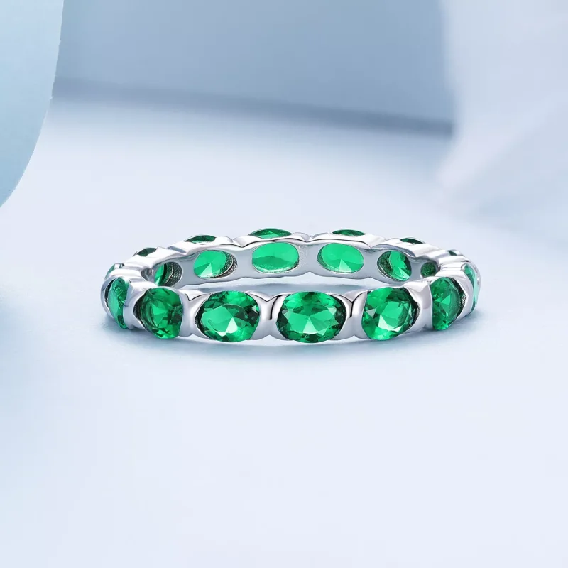 (resim) Pandora Stil Tam Pave Yeşil Spinel Yüzük - BSR432 - Görüntüle 3