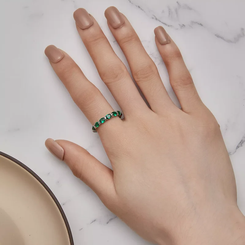 (resim) Pandora Stil Tam Pave Yeşil Spinel Yüzük - BSR432 - Görüntüle 4