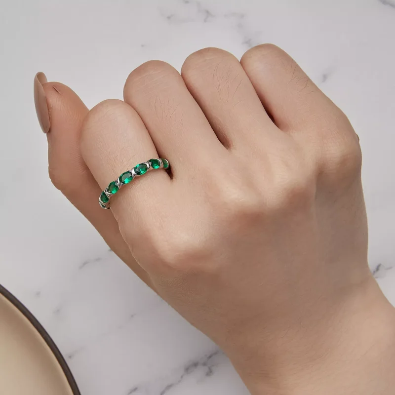 (resim) Pandora Stil Tam Pave Yeşil Spinel Yüzük - BSR432 - Görüntüle 5