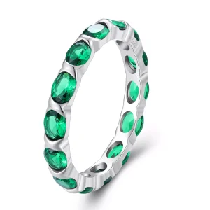 (resim) Pandora Stil Tam Pave Yeşil Spinel Yüzük - BSR432