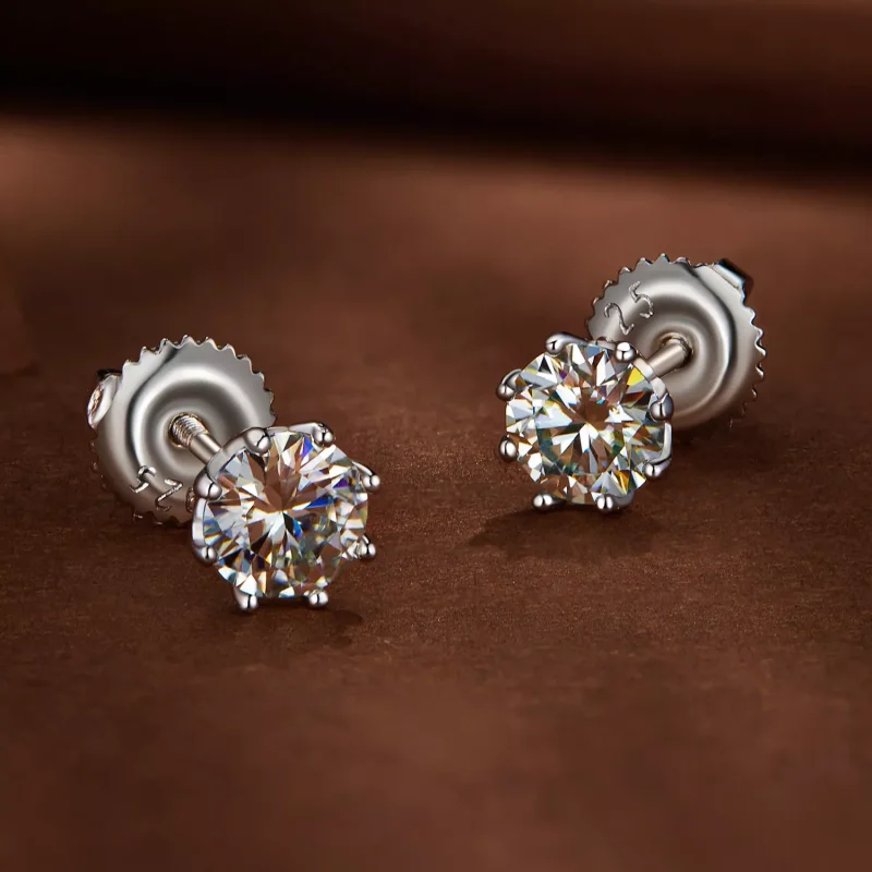 (resim) Pandora Stili 0.5 Karat Moissanite Halka Küpeler - MSE019-S - Görüntüle 2