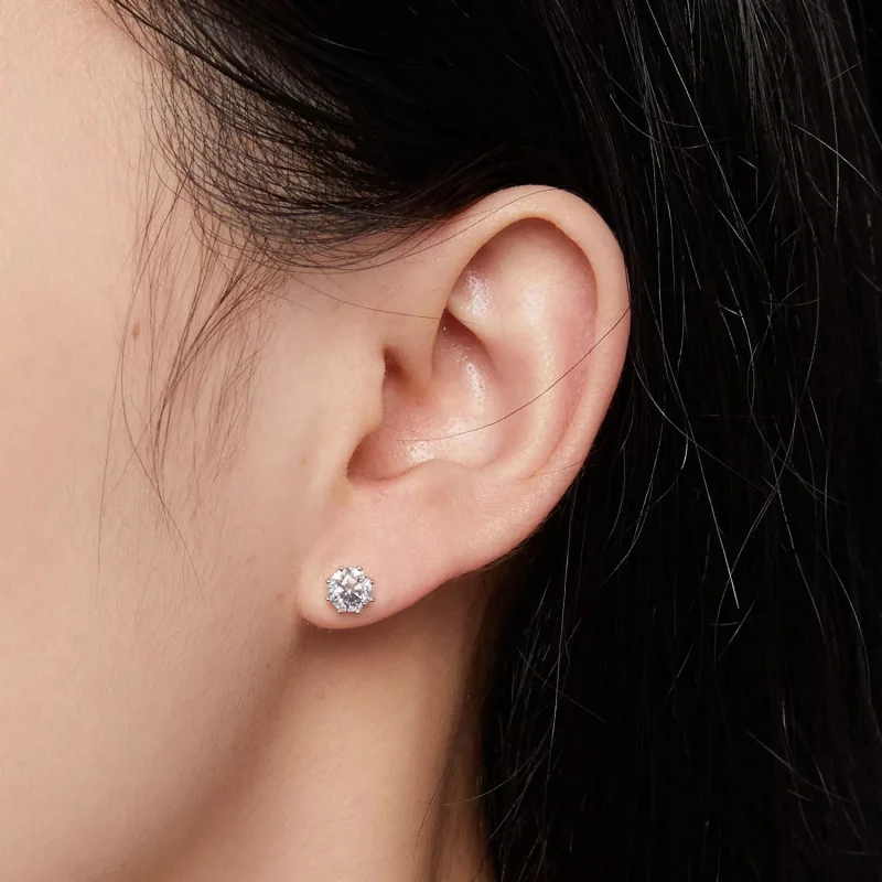 (resim) Pandora Stili 0.5 Karat Moissanite Halka Küpeler - MSE019-S - Görüntüle 4