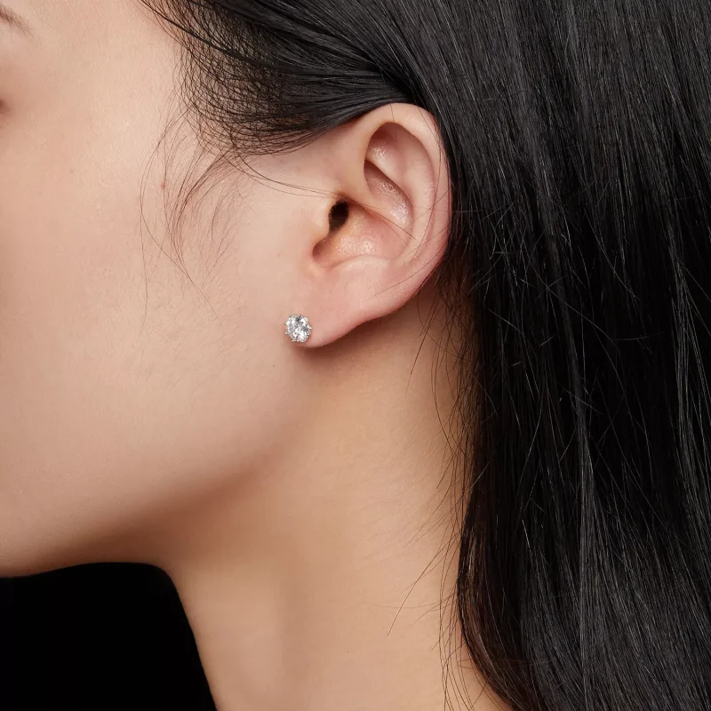 (resim) Pandora Stili 0.5 Karat Moissanite Halka Küpeler - MSE019-S - Görüntüle 5