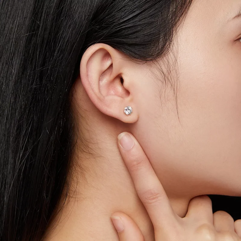 (resim) Pandora Stili 0.5 Karat Moissanite Halka Küpeler - MSE019-S - Görüntüle 6