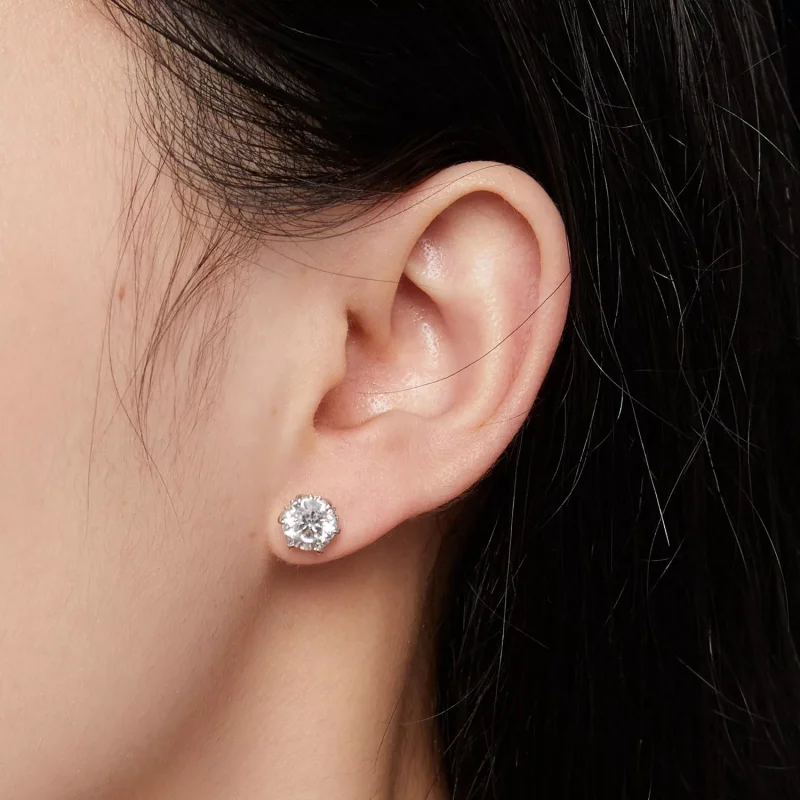 (resim) Pandora Stili 1 Karat Moissanite Küpe - MSE020-L - Görüntüle 4