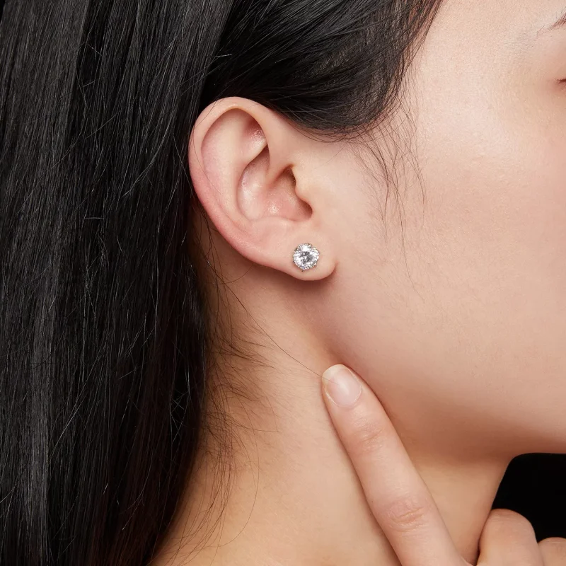 (resim) Pandora Stili 1 Karat Moissanite Küpe - MSE020-L - Görüntüle 6