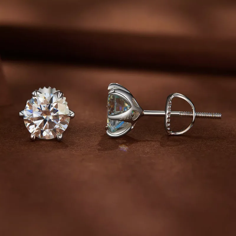 (resim) Pandora Stili 1 Karat Moissanite Küpe - MSE021-S - Görüntüle 2