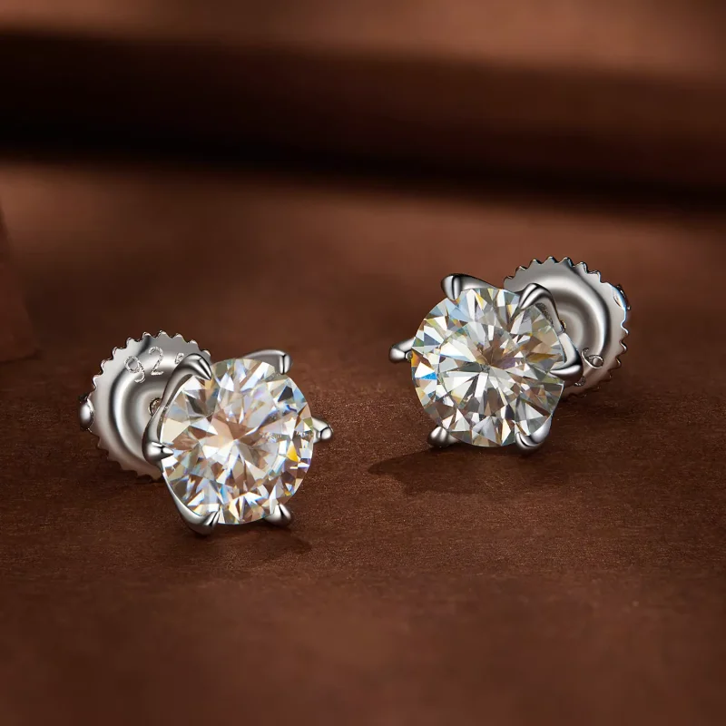 (resim) Pandora Stili 1 Karat Moissanite Küpe - MSE021-S - Görüntüle 3