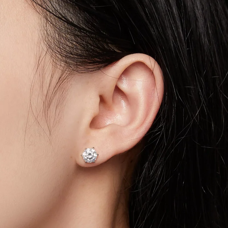 (resim) Pandora Stili 1 Karat Moissanite Küpe - MSE021-S - Görüntüle 4