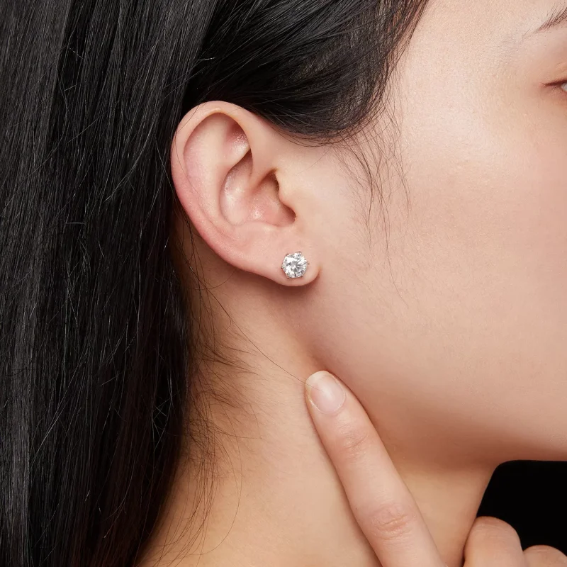 (resim) Pandora Stili 1 Karat Moissanite Küpe - MSE021-S - Görüntüle 6