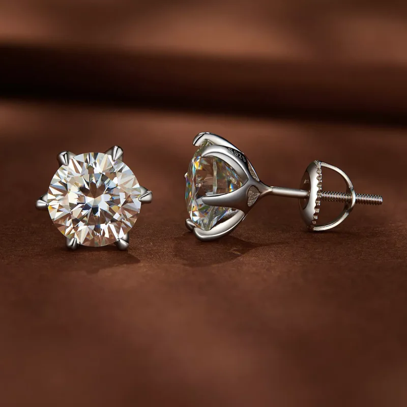 (resim) Pandora Stili 2 Karat Moissanite Küpe - MSE021-L - Görüntüle 2