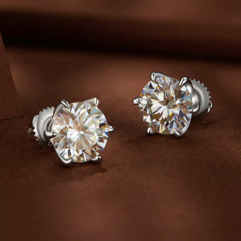 (resim) Pandora Stili 2 Karat Moissanite Küpe - MSE021-L - Görüntüle 3