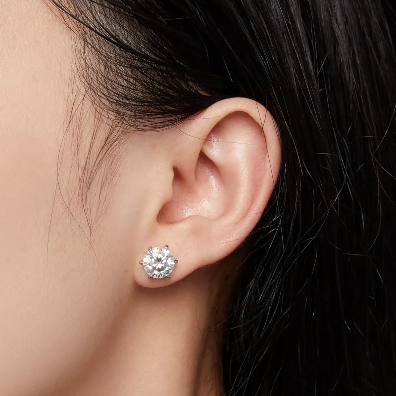 (resim) Pandora Stili 2 Karat Moissanite Küpe - MSE021-L - Görüntüle 4
