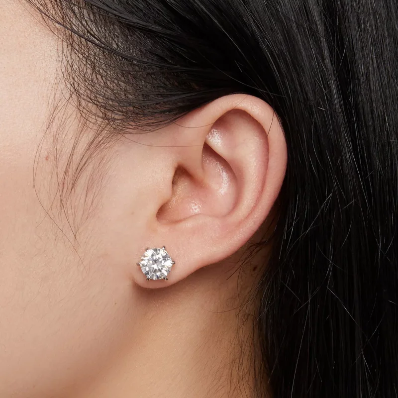 (resim) Pandora Stili 2 Karat Moissanite Küpe - MSE021-L - Görüntüle 5