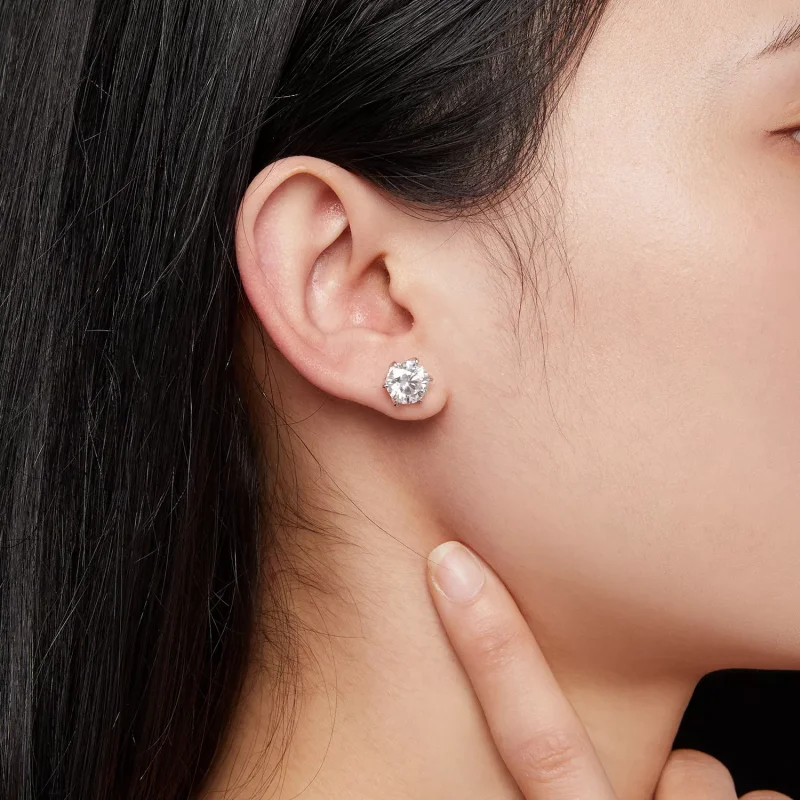 (resim) Pandora Stili 2 Karat Moissanite Küpe - MSE021-L - Görüntüle 6