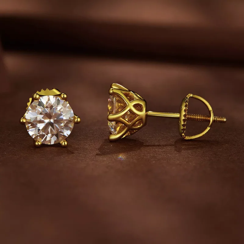 (resim) Pandora Stili Altın Kaplama Bir Karat Altı Tırnak Moissanite Küpe - MSE004-BL - Görüntüle 2