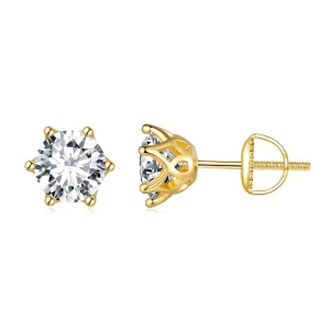 (resim) Pandora Stili Altın Kaplama Bir Karat Altı Tırnak Moissanite Küpe - MSE004-BL