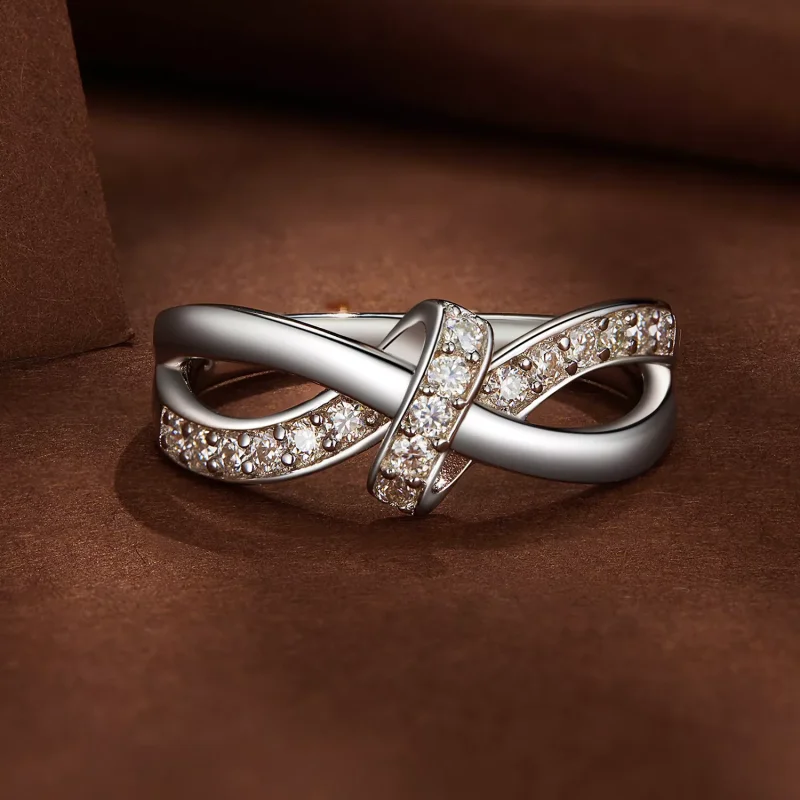 (resim) Pandora Stili Çapraz Sargılı Moissanite Yüzük - MSR031 - Görüntüle 3
