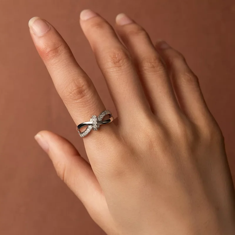 (resim) Pandora Stili Çapraz Sargılı Moissanite Yüzük - MSR031 - Görüntüle 6