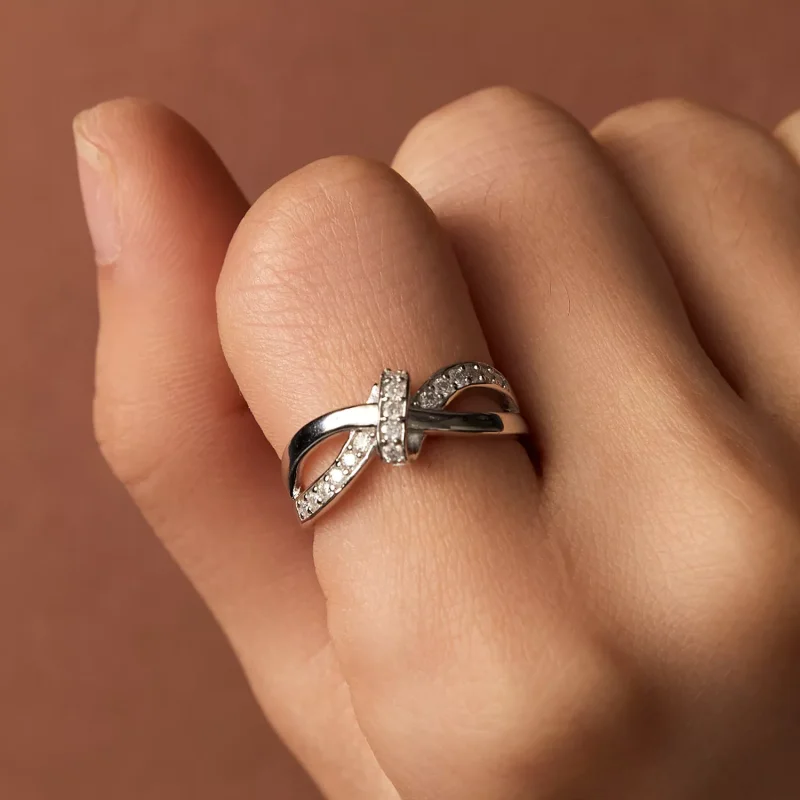 (resim) Pandora Stili Çapraz Sargılı Moissanite Yüzük - MSR031 - Görüntüle 7
