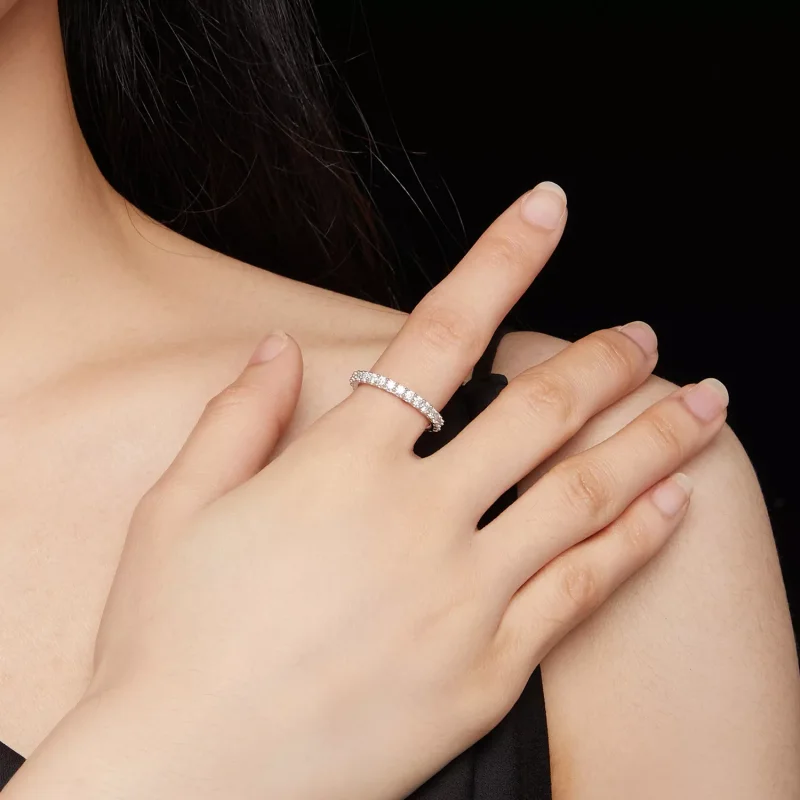 (resim) Pandora Stili İnce Moissanite Elmas Yüzük - MSR028 - Görüntüle 5