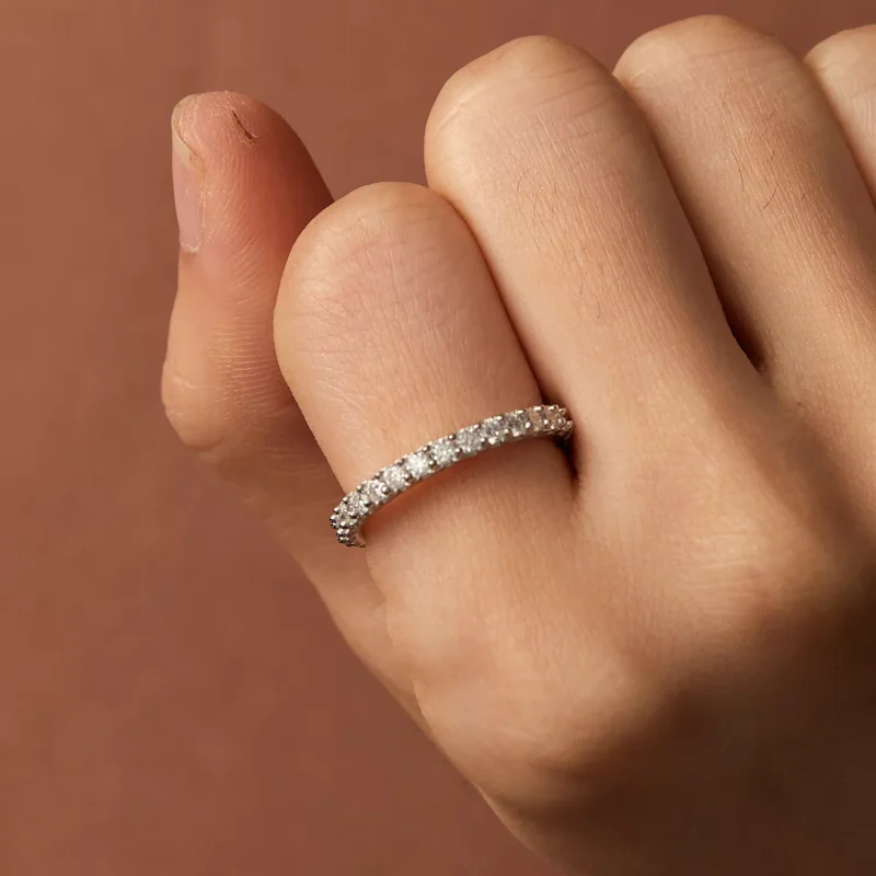 (resim) Pandora Stili İnce Moissanite Elmas Yüzük - MSR028 - Görüntüle 7