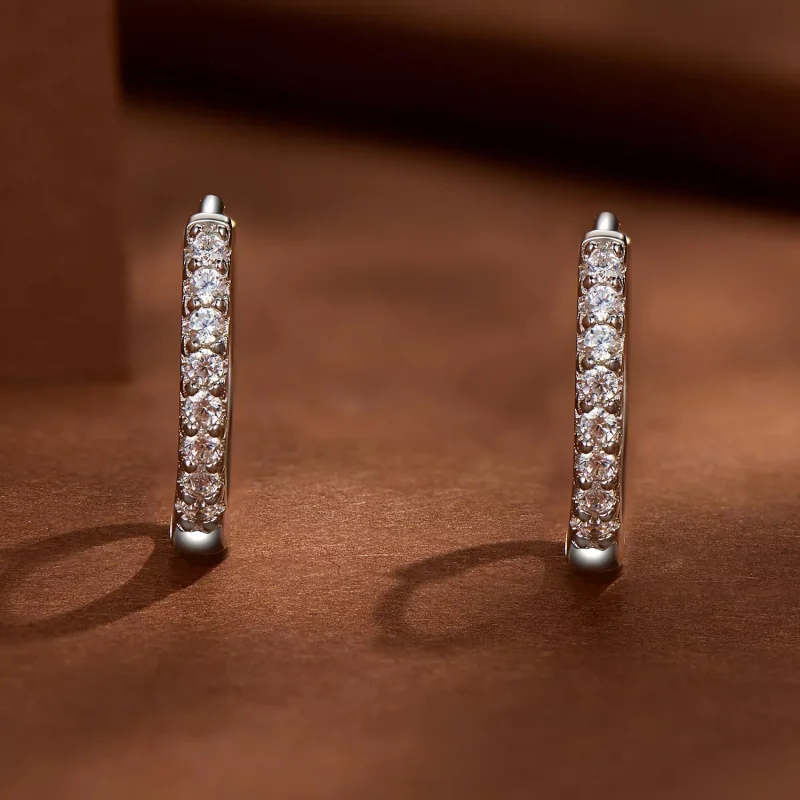 (resim) Pandora Stili İnce Moissanite Halka Küpeler - MSE022 - Görüntüle 2