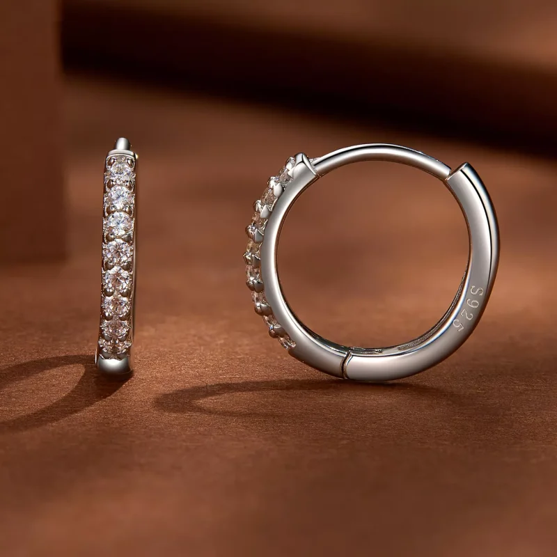 (resim) Pandora Stili İnce Moissanite Halka Küpeler - MSE022 - Görüntüle 3