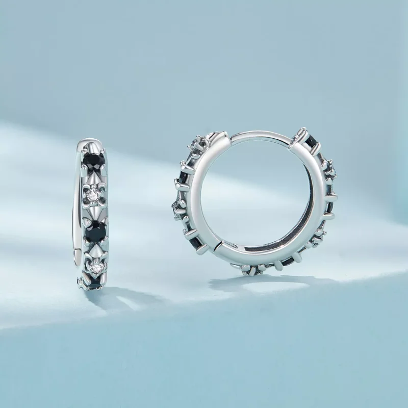 (resim) Pandora Stili Iris Hoop Küpe - SCE1605-BK - Görüntüle 2