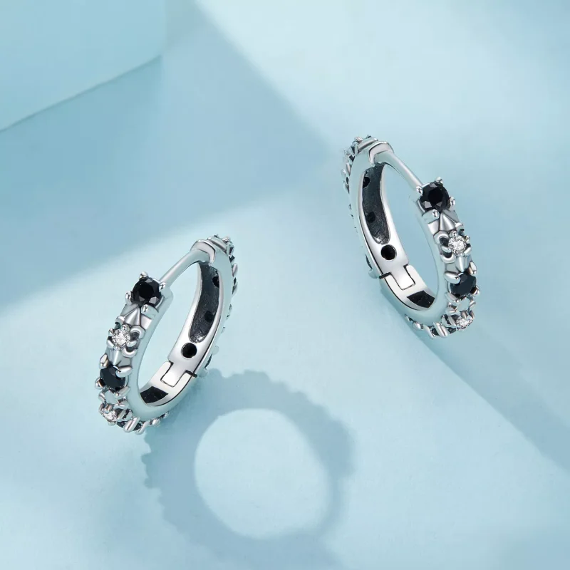 (resim) Pandora Stili Iris Hoop Küpe - SCE1605-BK - Görüntüle 3