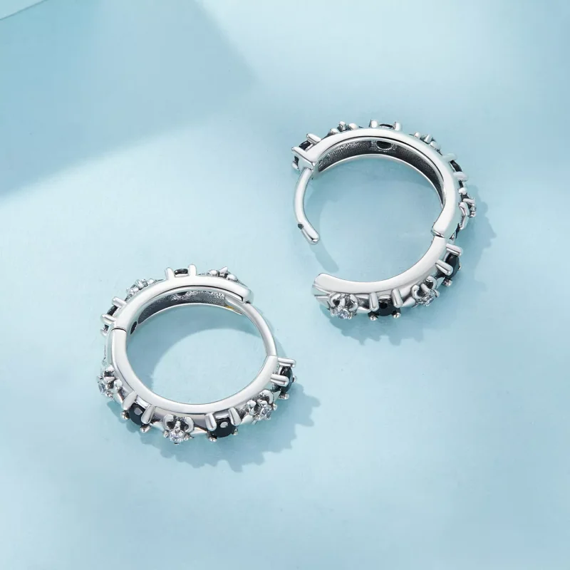 (resim) Pandora Stili Iris Hoop Küpe - SCE1605-BK - Görüntüle 4
