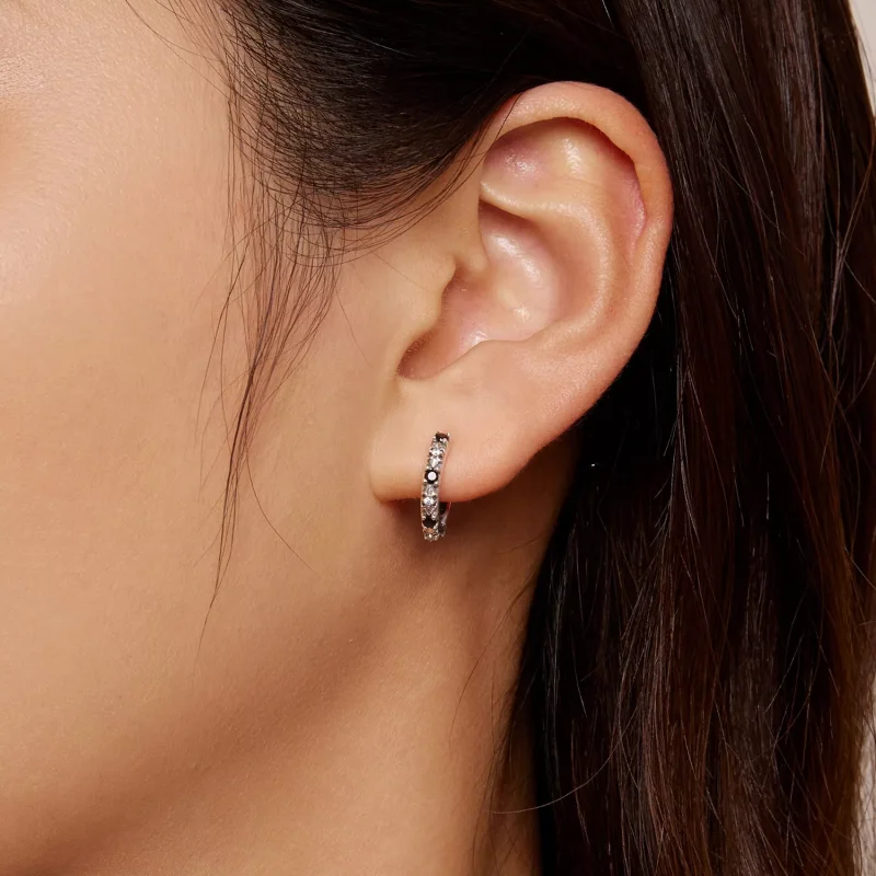 (resim) Pandora Stili Iris Hoop Küpe - SCE1605-BK - Görüntüle 7