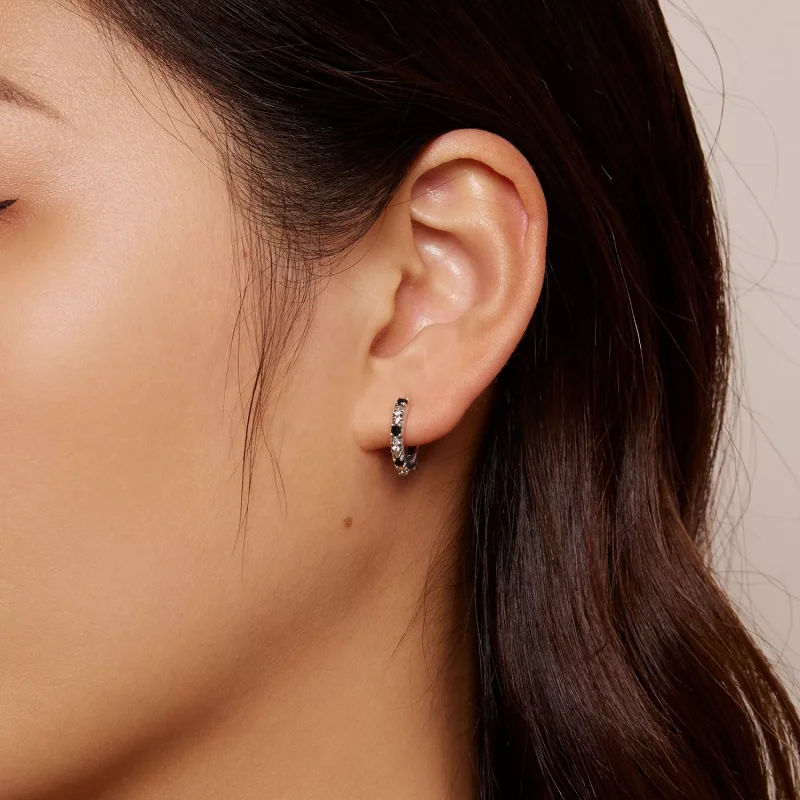 (resim) Pandora Stili Iris Hoop Küpe - SCE1605-BK - Görüntüle 8