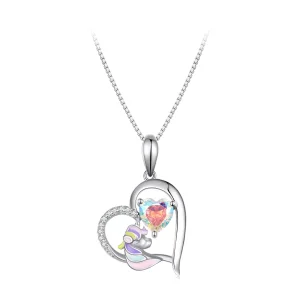 (resim) Pandora Stili Kolye ile Zarif Biricorn Kalp - BSN328