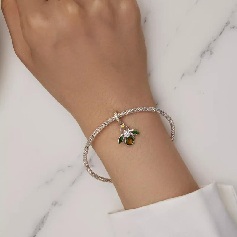 (resim) Pandora Stili Limon Arı Kolye Küpe - BSC882 - Görüntüle 5