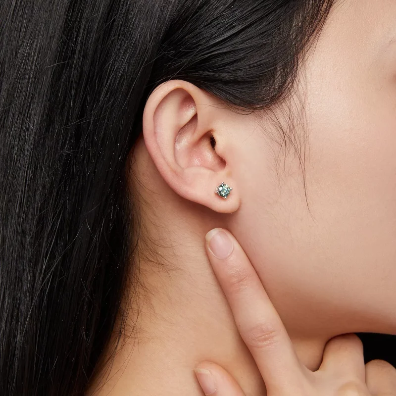 (resim) Pandora tarzı 0.5 Karat Dört Pençeli Moissanite Küpe - MSE003-CFS - Görüntüle 6