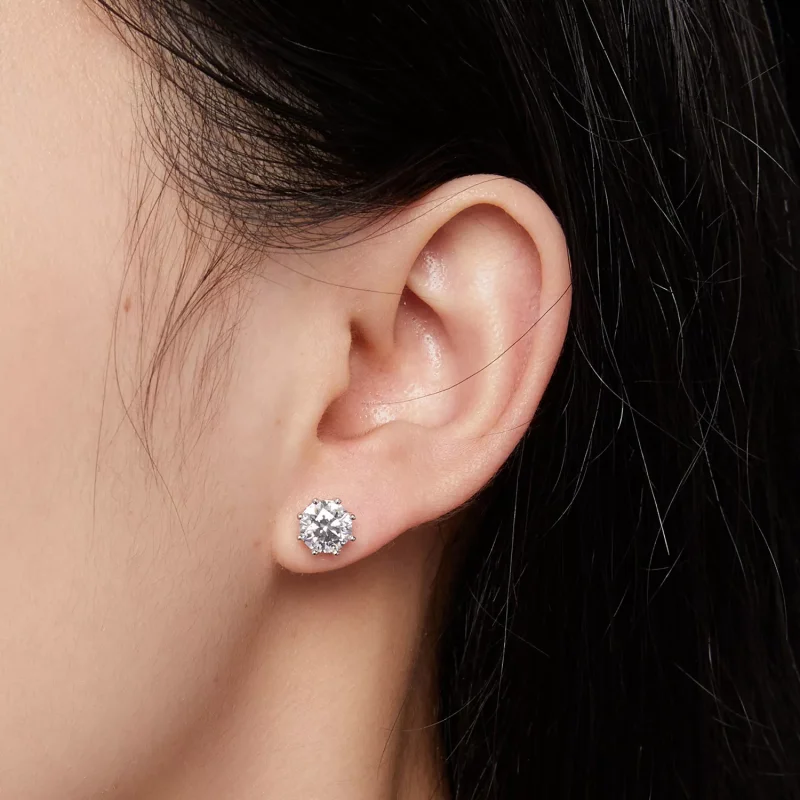 (resim) Pandora tarzı 1 Karat Moissanite Küpe - MSE019-L - Görüntüle 4