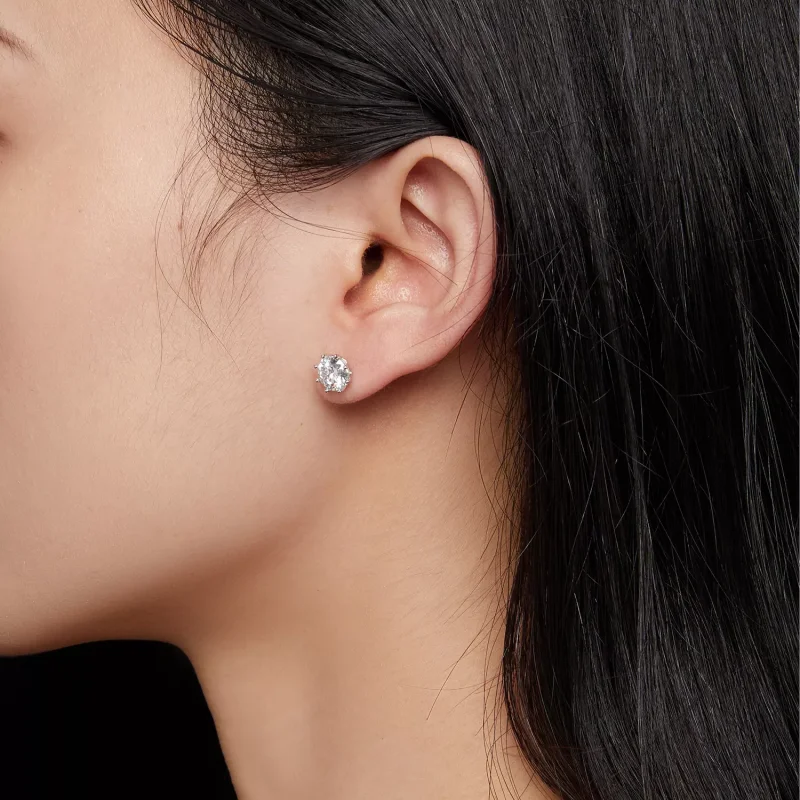 (resim) Pandora tarzı 1 Karat Moissanite Küpe - MSE019-L - Görüntüle 5