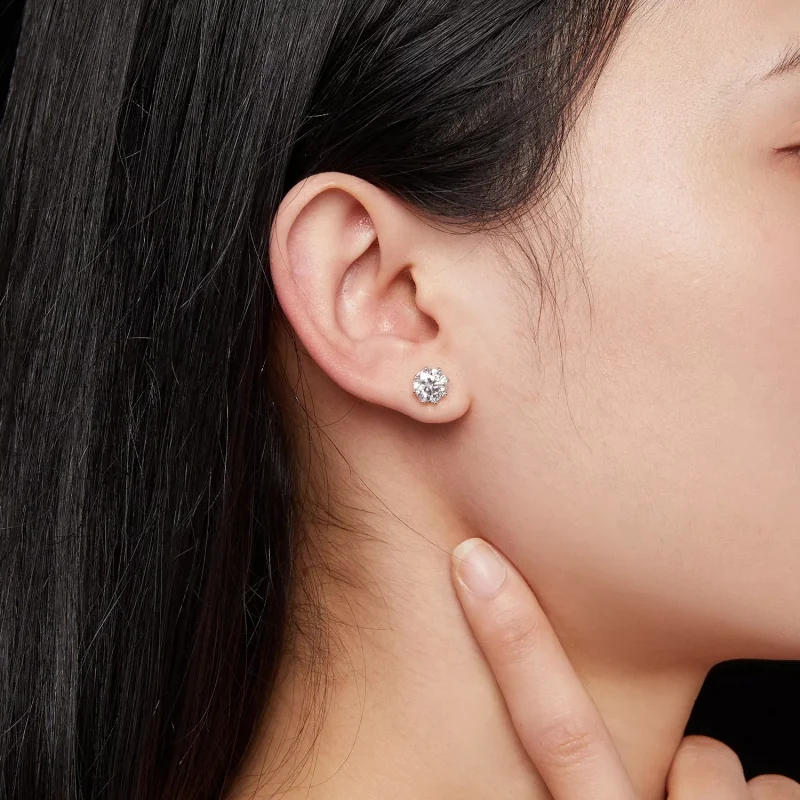 (resim) Pandora tarzı 1 Karat Moissanite Küpe - MSE019-L - Görüntüle 6