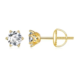 (resim) Pandora Tarzı Altın Kaplama 0.5 Karat Altı Pençeli Moissanite Küpe - MSE004-BS